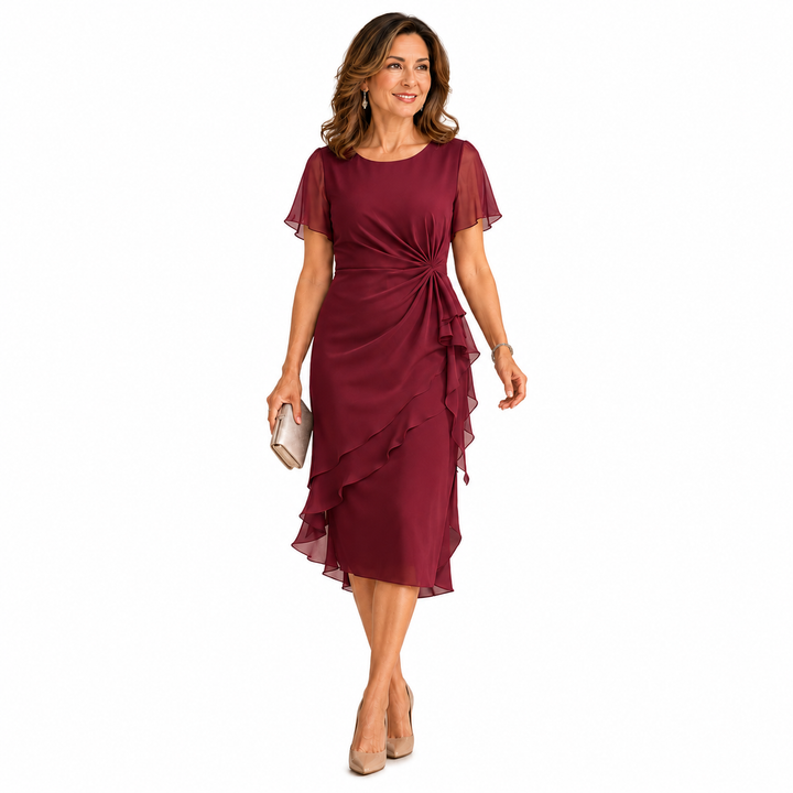Adéla™ | Řasené elegantní midi šaty