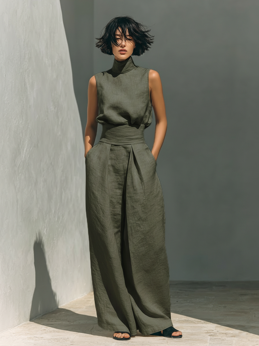 Anna – Minimalistický dámský set s topem a kalhotami