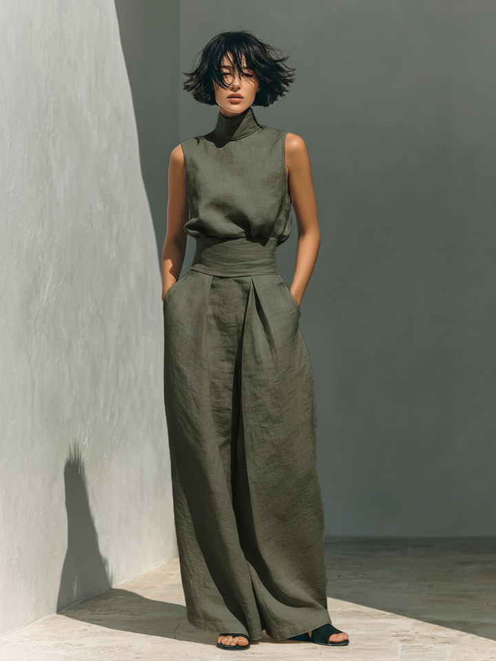 Anna – Minimalistický dámský set s topem a kalhotami